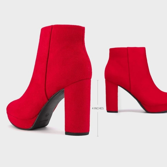 Dream Pairs low ankle boot RED sz 7 NWT - Picture 3 of 6